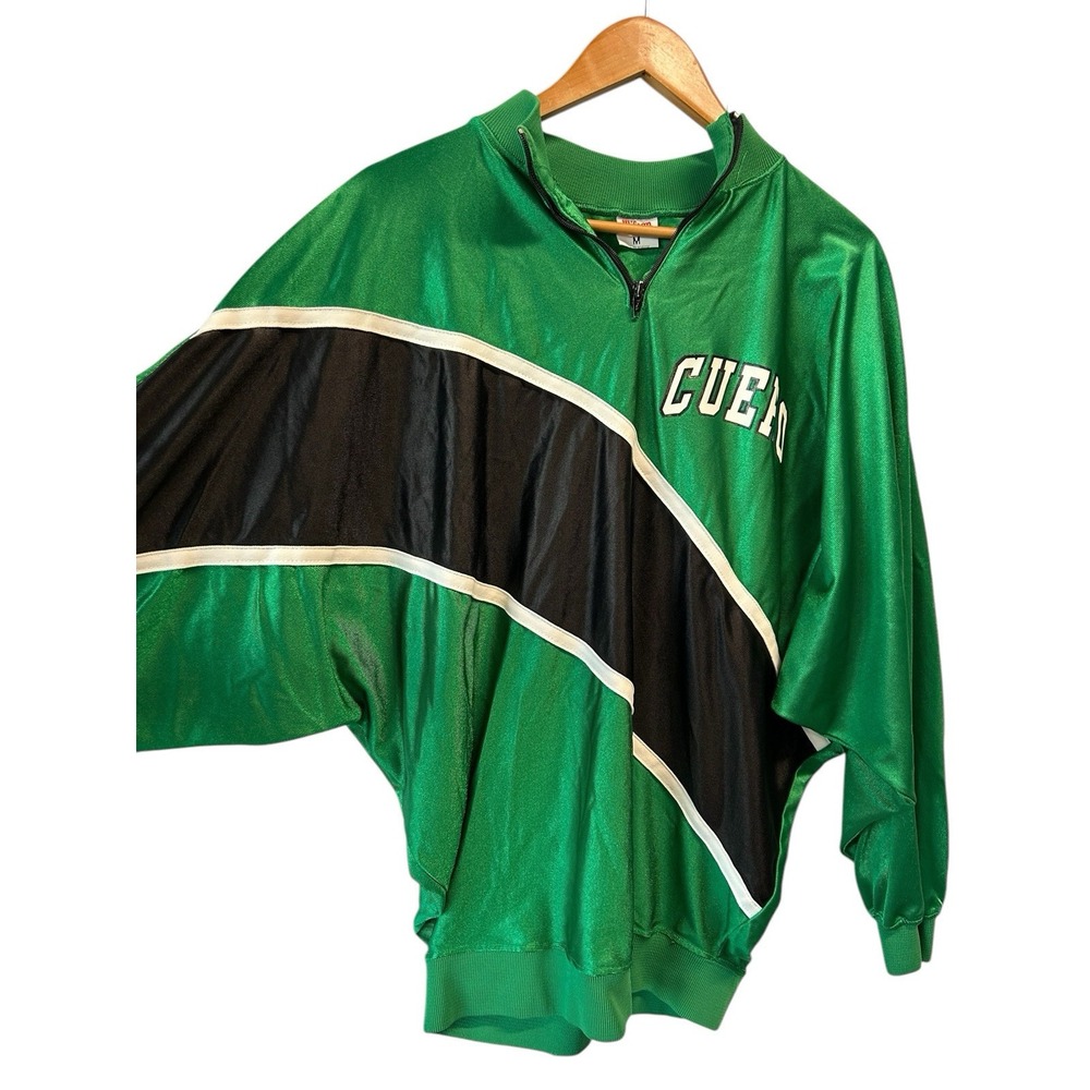 Vtg. Wilson brand Cuero Texas Basketball Coach Jersey Warm Up Green Black Size M